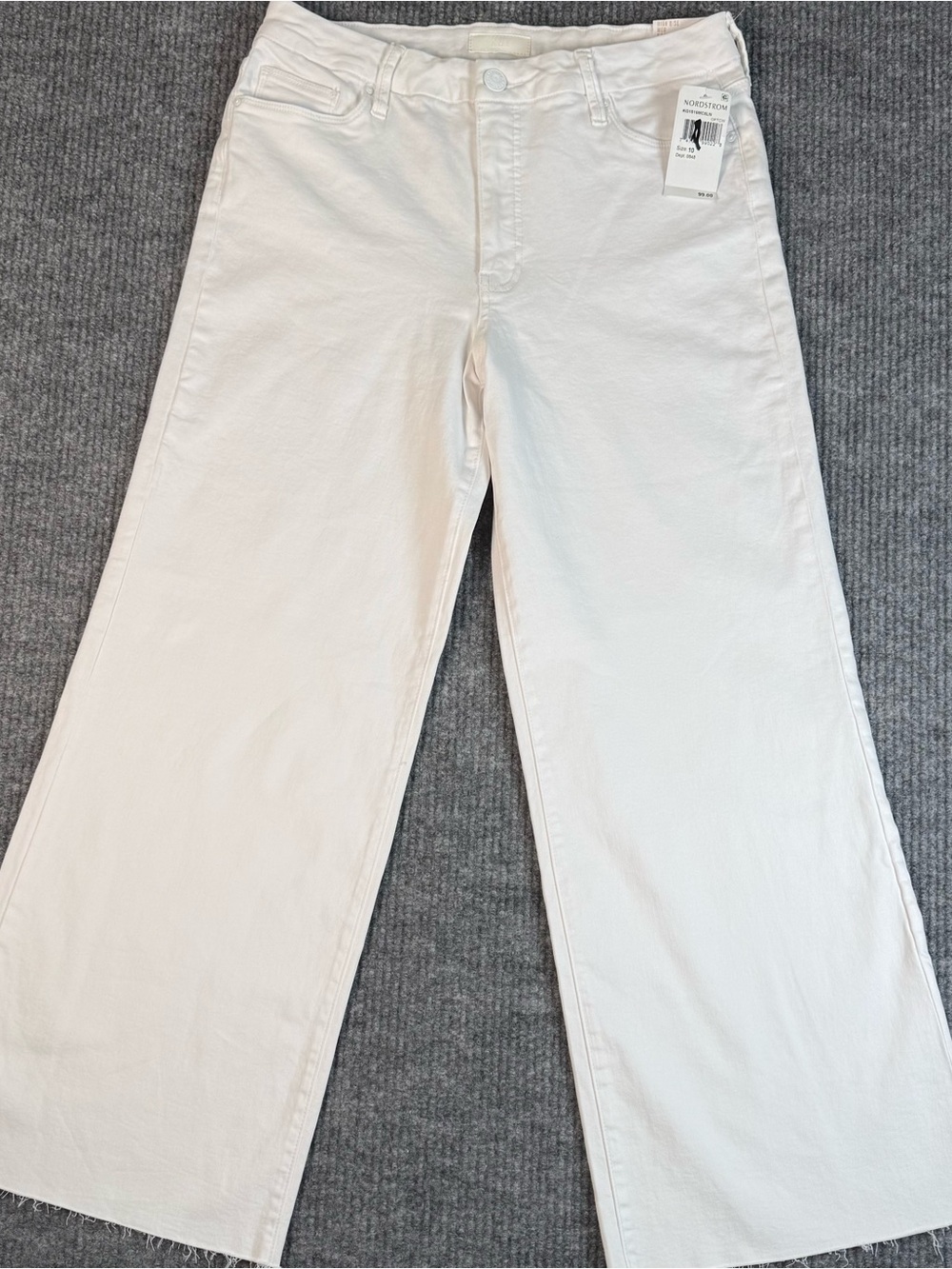 KUT From The Kloth Meg Fab Ab Wide Leg Jeans Womens 10 White High Rise Raw Hem - Picture 6 of 14